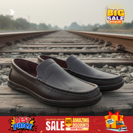 Men’s Dark Brown Grained Leather - Loafers