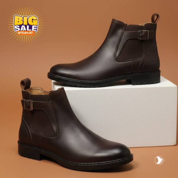 Men’s Premium Leather Chelsea Boots - Chocolate Brown
