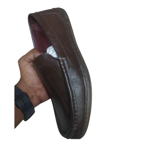 Men’s Dark Brown Grained Leather - Loafers - Image 3