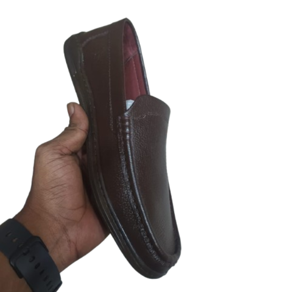 Men’s Dark Brown Grained Leather - Loafers - Image 4