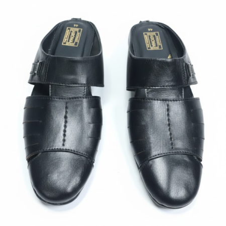 AROMA Men’s Genuine Leather Casual Sandals – Black, 100% Genuine High-Grade Leather for a premium look and long-lasting durability.