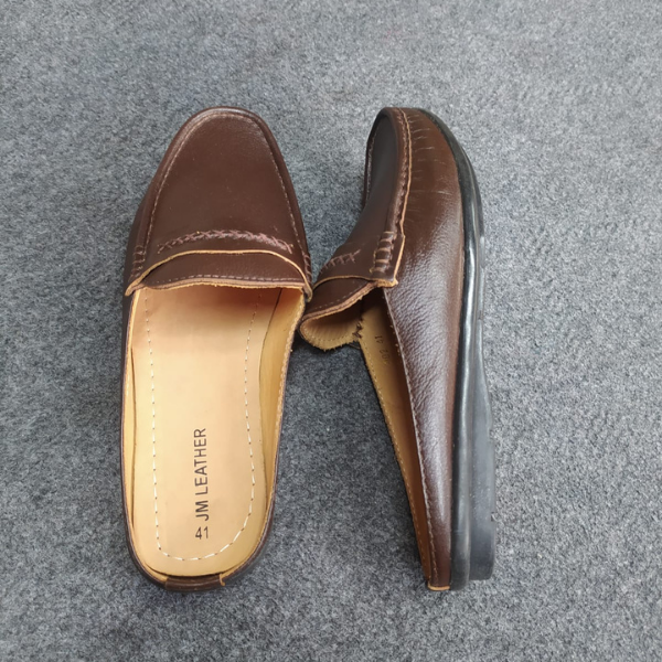 JM Leather Men’s Premium Textured Brown Half Shoes - Image 2