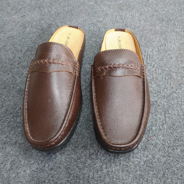 JM Leather Men’s Premium Textured Brown Half Shoes - Image 3