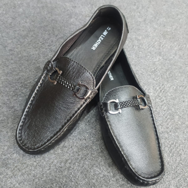 JM Leather Men’s Premium Loafers - Black - Image 4