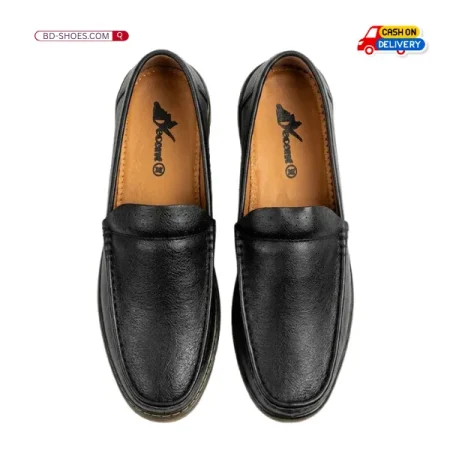 Premium Black Leather classic Loafers- Black, price 1550 TK