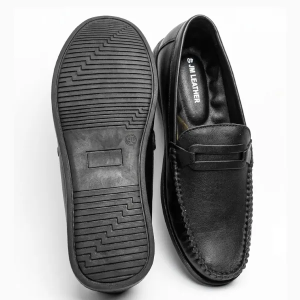 JM Leather Classic Formal & Casual Loafer -Black - Image 2
