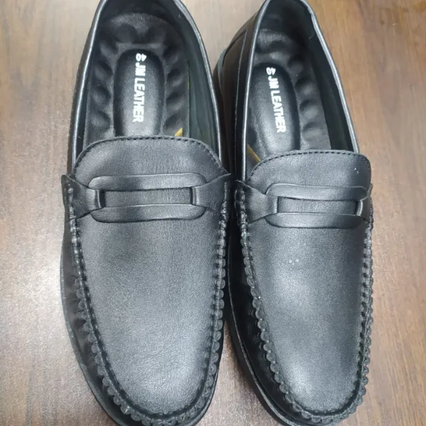 JM Leather Classic Formal & Casual Loafer -Black - Image 3