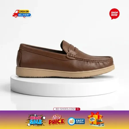 Men’s Premium Brown Leather Penny Loafers, Price only 1600 Tk