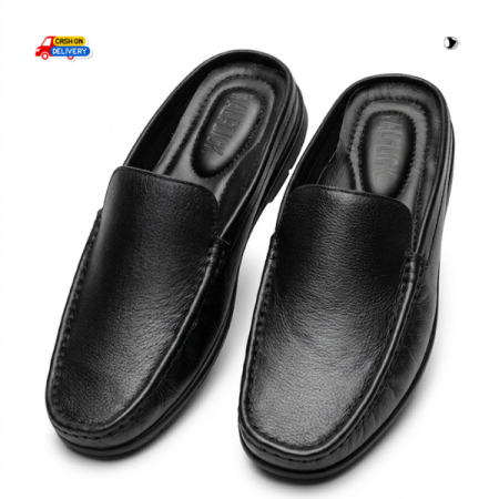 Valflick Men’s Black Leather Half-Loafers is designed for the modern man who refuses to choose between looking sharp and feeling relaxed.