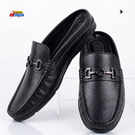 Men's Premium Black Half Shoes - They are designed for a sophisticated look without the constraint of a full-back shoe. Shop now!