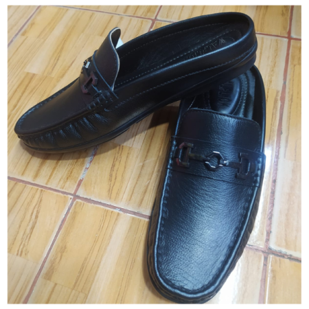 Men's Premium Black Half Shoes - They are designed for a sophisticated look without the constraint of a full-back shoe. Shop now!