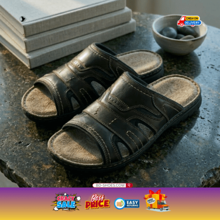 Men’s Premium Hand-Stitched Leather Slides Strategic side cut-outs allow for natural airflow, keeping your feet cool even in humid climates.