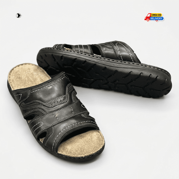 Men’s Premium Hand-Stitched Leather Slides Strategic side cut-outs allow for natural airflow, keeping your feet cool even in humid climates.