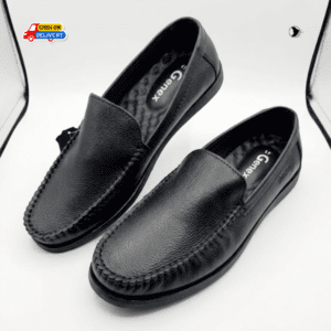 Genex Premium Textured Leather Loafers - High-quality genuine leather with a refined "pebbled" or grain texture for a sophisticated look and durability.