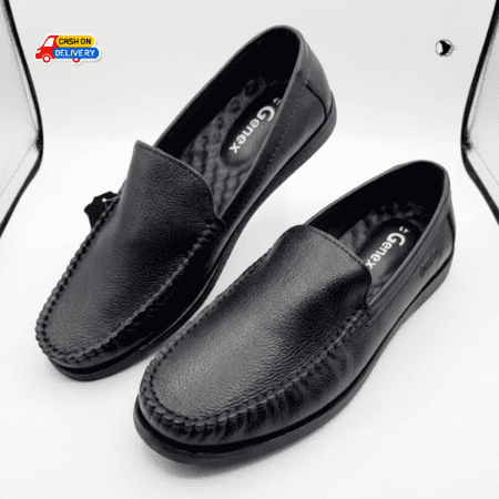 Genex Premium Textured Leather Loafers - High-quality genuine leather with a refined "pebbled" or grain texture for a sophisticated look and durability.