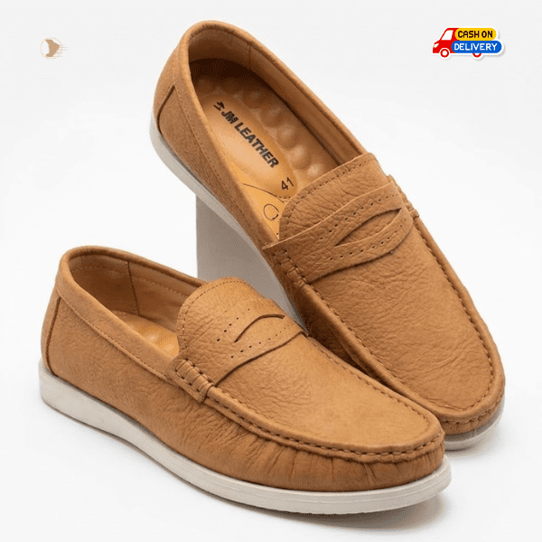 Premium Pebbled Leather Penny Loafers – JM LEATHER, Versatile design suitable for smart-casual office wear, business meetings, or weekend outings.