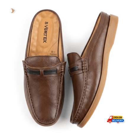 Vertex Premium Leather Half-Loafers for Men - designed cushioned footbed featuring Intestine texture technology for enhanced grip and all-day comfort.