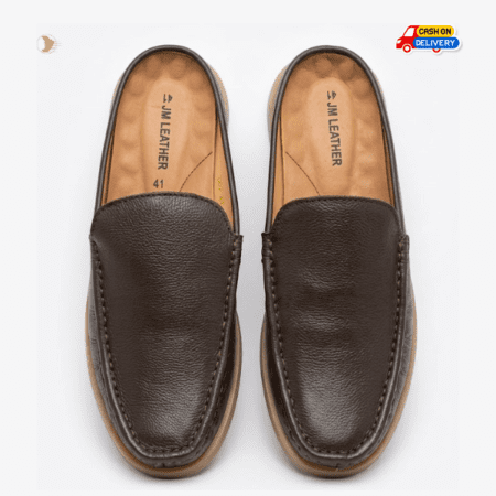 JM Leather Men's Genuine Leather Half-Loafers, 100% Genuine Pebble Grain Leather for a sophisticated, textured finish and long-lasting durability.