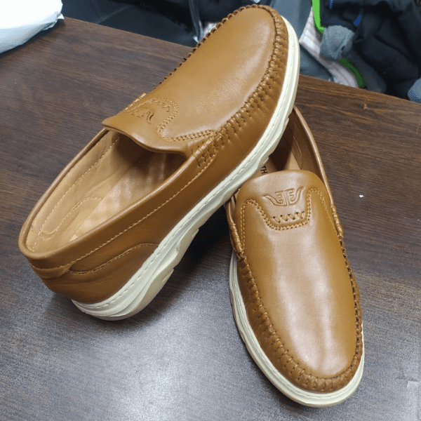 JM Leather Men’s Premium Tan Genuine Leather Loafers - Image 4