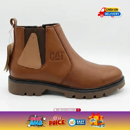 CAT Men's Leather Chelsea Boots - Brown, Premium smooth leather with a polished finish. Price only 2399 Tk with Free Delivery!