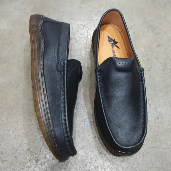 Men’s Premium Black Leather Loafers - Image 3